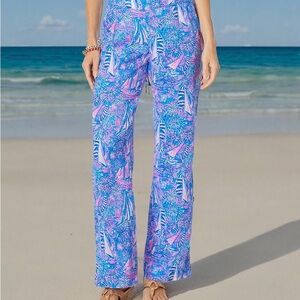 NWT LILLY PULITZER Deri Linen Palazzo Pant In Boca Blue SIZE XS